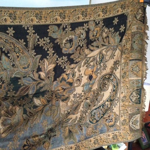 Coldwater Creek Scarf 72" x 26" Paisley Floral Black Bronze Large - Picture 7 of 9